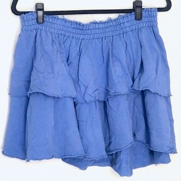 Aerie Skirt Tiered Cotton Light Blue Size L Boho - Picture 2 of 6